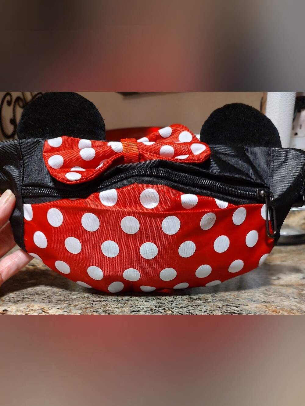 Kids Red Polka Dot Bow Waist Bag with Ear Accents